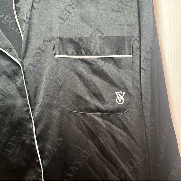 Victoria Secret Pajama Shirt Dress Black Casual Women's Long Sleeve Size Medium - Picture 2 of 9